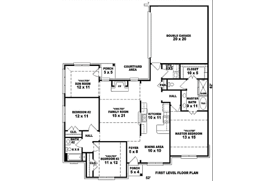 Floor Plan - Main Floor for European House Plan #81-13737 - 3 bed, 2 bath