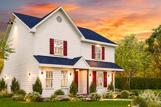 Exterior - Front Elevation 4 for Craftsman House Plan #54-628 - 4 bed, 2 bath