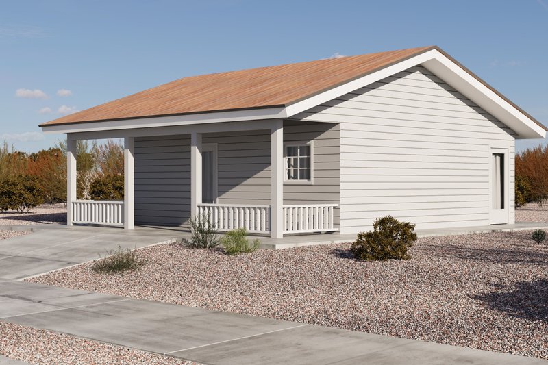 House Blueprint - Exterior - Front Elevation 3 for Farmhouse House Plan #1106-164, 1 bath