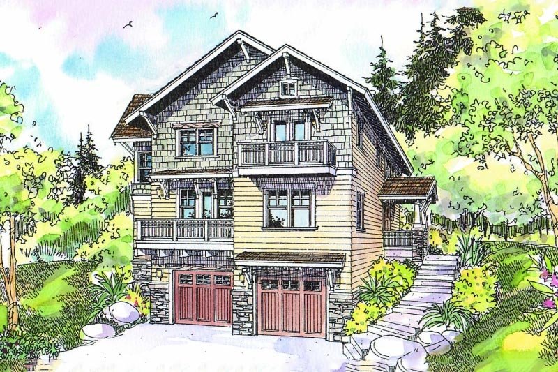 Architectural House Design - Craftsman Exterior - Front Elevation Plan #124-549