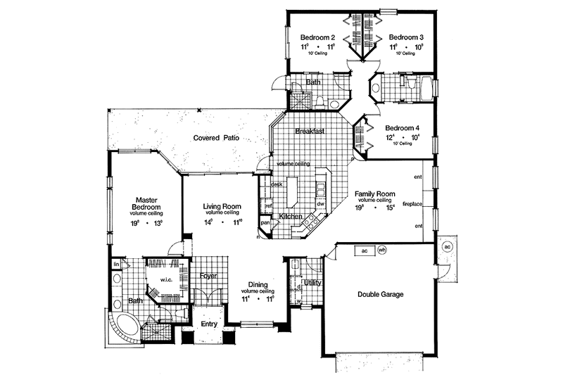 Home Plan - Floor Plan - Main Floor for Mediterranean House Plan #417-715 - 4 bed, 3 bath