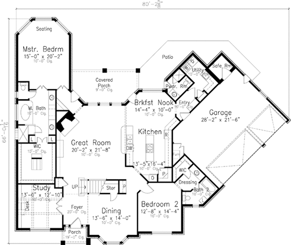 House Blueprint - Country Floor Plan - Main Floor Plan #52-246