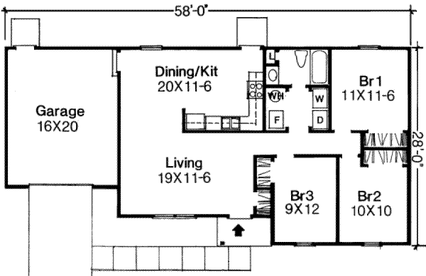 Ranch Floor Plan - Main Floor Plan #334-104