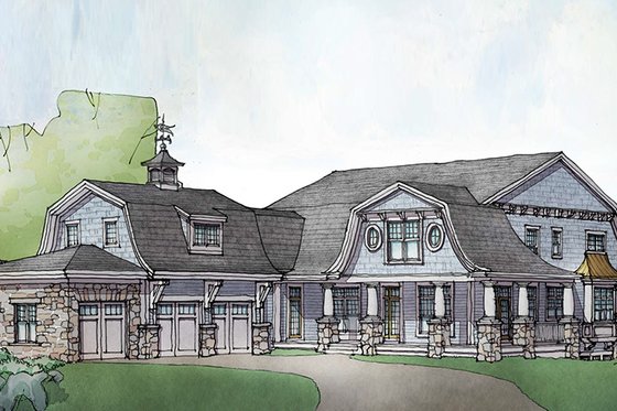 Exterior - Front Elevation 3 for Colonial House Plan #928-298 - 5 bed, 4.5 bath