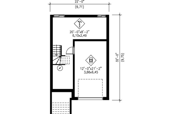 Floor Plan - Lower Floor for Victorian House Plan #25-4228 - 3 bed, 1.5 bath