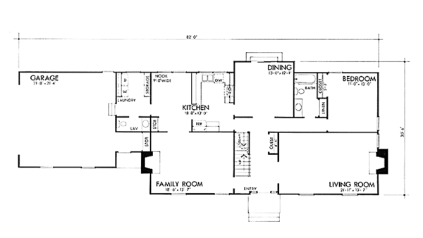 Architectural House Design - Colonial Floor Plan - Main Floor Plan #320-1366