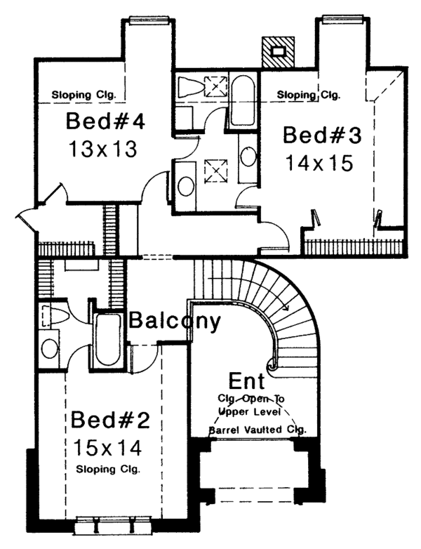 Home Plan - Traditional Floor Plan - Upper Floor Plan #310-1084