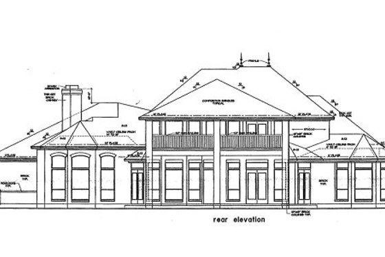 Exterior - Rear Elevation for European House Plan #411-512 - 4 bed, 4.5 bath