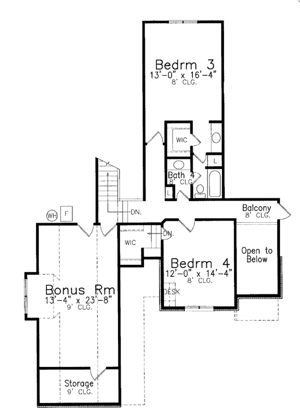 Architectural House Design - Traditional Floor Plan - Upper Floor Plan #52-273