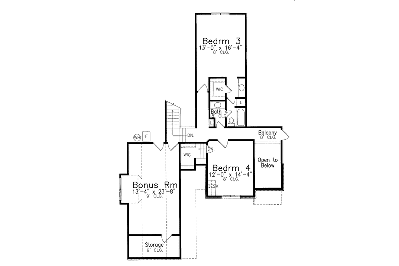 Architectural House Design - Floor Plan - Upper Floor for Traditional House Plan #52-273 - 4 bed, 3.5 bath