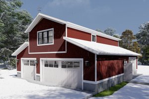 Exterior - Front Elevation 3 for Barndominium House Plan #1060-82 - 1 bed, 2 bath