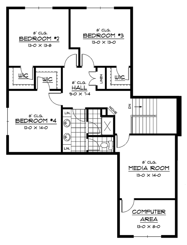 House Design - Traditional Floor Plan - Upper Floor Plan #51-675