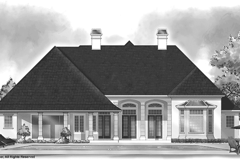 Home Plan - Exterior - Rear Elevation for European House Plan #930-294 - 3 bed, 2 bath