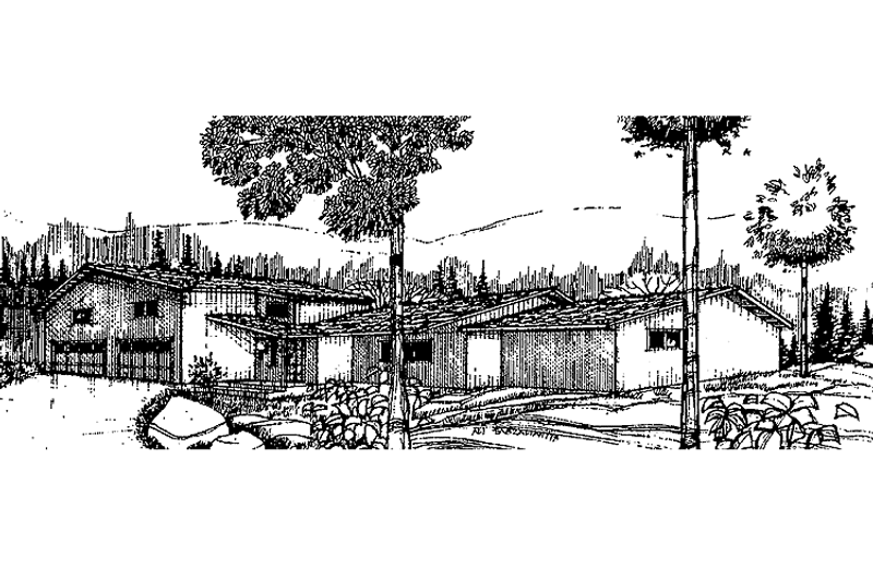 Home Plan - Exterior - Front Elevation 3 for Contemporary House Plan #60-854 - 3 bed, 2 bath