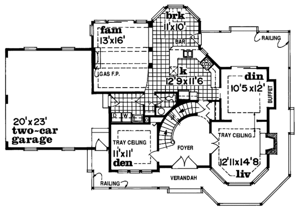 Architectural House Design - Victorian Floor Plan - Main Floor Plan #47-852