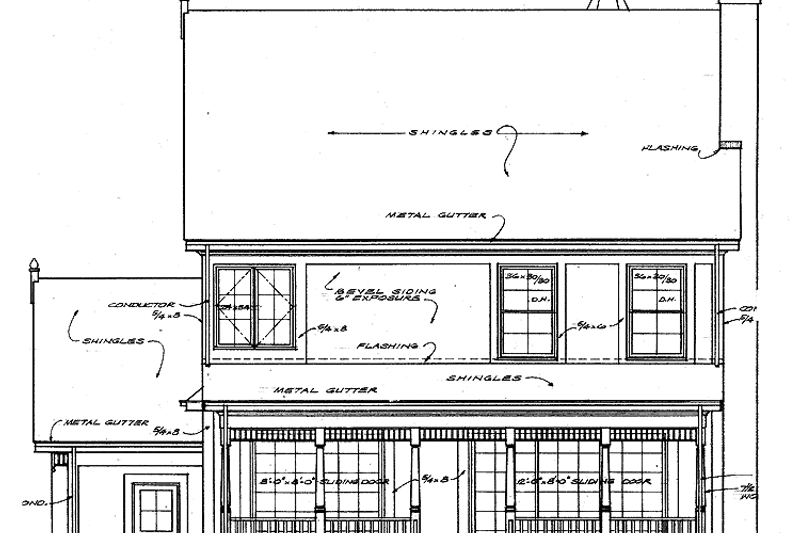 Home Plan - Exterior - Rear Elevation for Victorian House Plan #72-890 - 4 bed, 3.5 bath