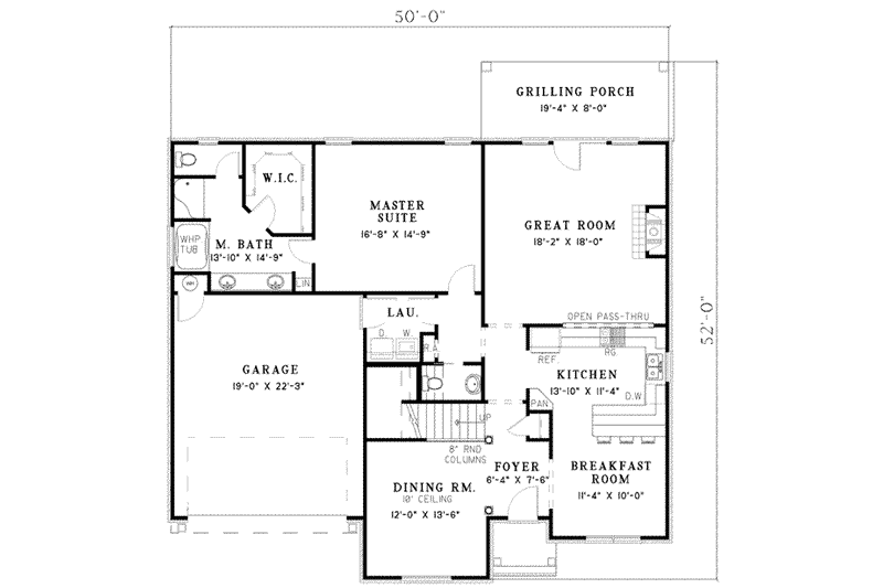 House Plan Design - Floor Plan - Main Floor for European House Plan #17-2049 - 4 bed, 2.5 bath