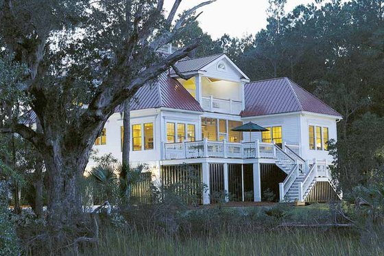 Exterior - Rear Elevation for Country House Plan #37-257 - 3 bed, 2.5 bath