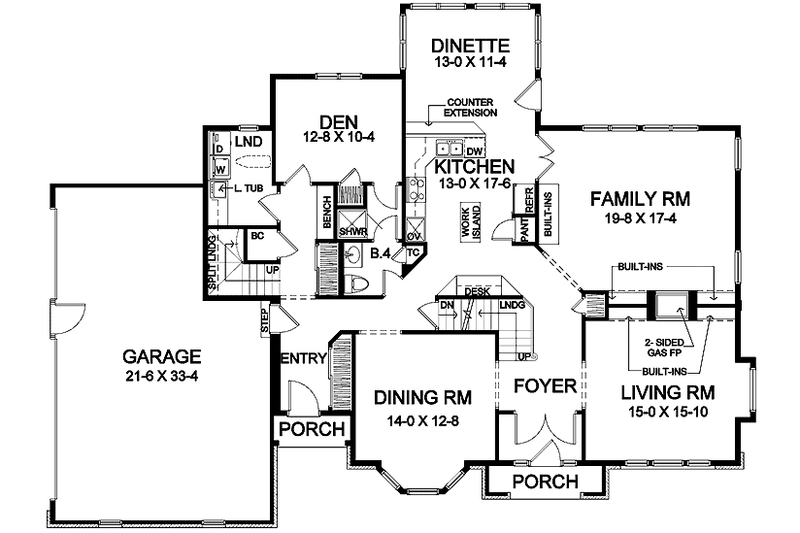 Home Plan - Floor Plan - Main Floor for Classical House Plan #328-337 - 4 bed, 4 bath