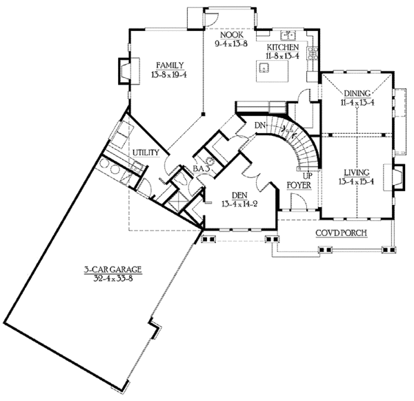 Craftsman Floor Plan - Main Floor Plan #132-373