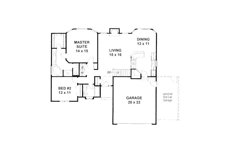 Dream House Plan - Floor Plan - Main Floor for Traditional House Plan #58-208 - 2 bed, 2 bath