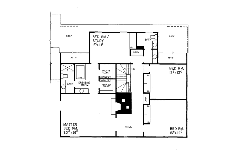 Home Plan - Floor Plan - Upper Floor for Colonial House Plan #72-681 - 4 bed, 2.5 bath