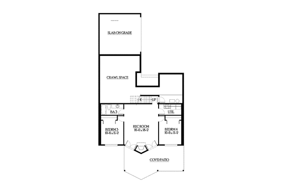 Floor Plan - Lower Floor for Contemporary House Plan #132-541 - 4 bed, 3 bath