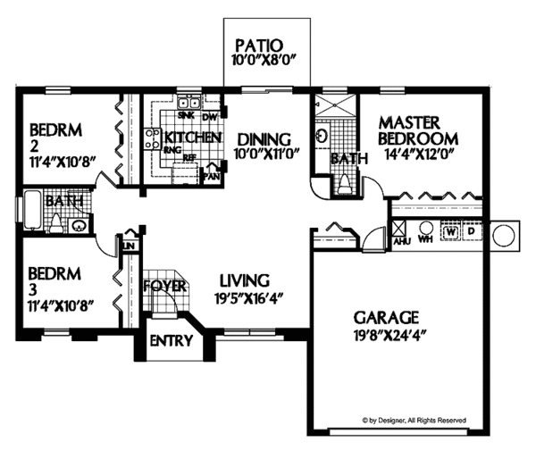 House Design - Ranch Floor Plan - Main Floor Plan #999-41