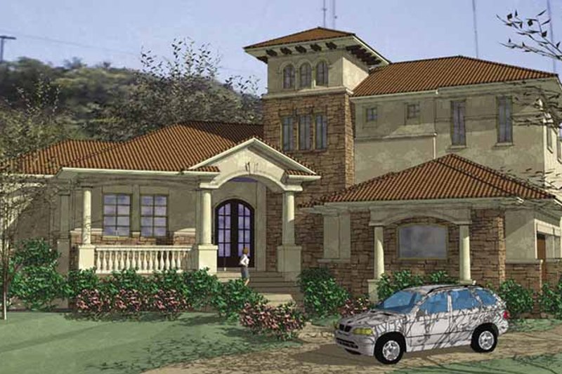 House Blueprint - Mediterranean Exterior - Front Elevation Plan #120-213