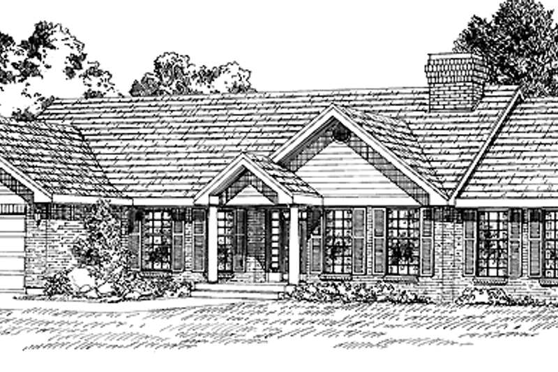 House Blueprint - Exterior - Front Elevation 3 for Colonial House Plan #47-831 - 3 bed, 2 bath
