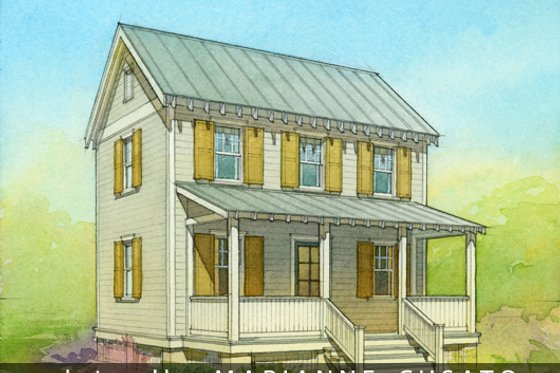 Exterior - Front Elevation for Cottage House Plan #514-13 - 2 bed, 1 bath