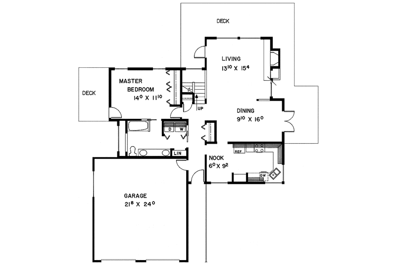 Dream House Plan - Floor Plan - Main Floor for Contemporary House Plan #60-777 - 3 bed, 2 bath