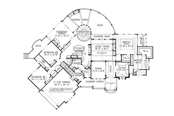 Floor Plan - Main Floor for Craftsman House Plan #54-515 - 4 bed, 3.5 bath