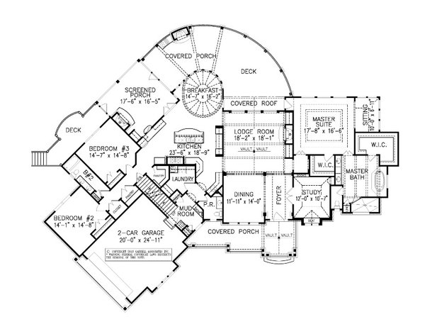 Dream House Plan - Craftsman Floor Plan - Main Floor Plan #54-515