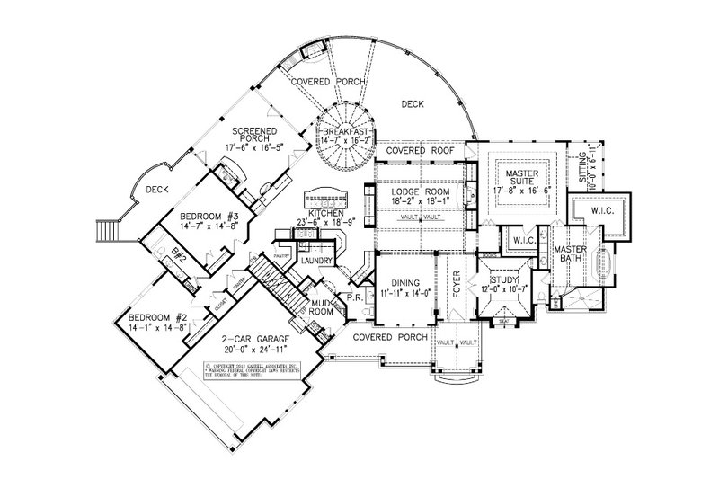 House Plan Design - Floor Plan - Main Floor for Craftsman House Plan #54-515 - 4 bed, 3.5 bath