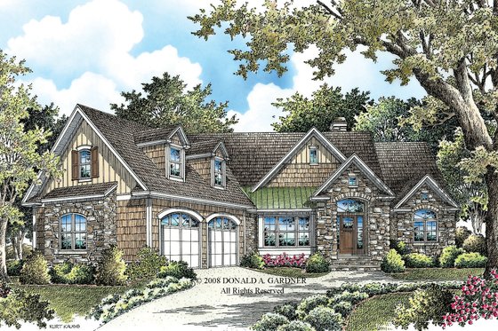 Exterior - Front Elevation 3 for European House Plan #929-4 - 4 bed, 4 bath