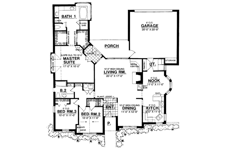 Home Plan - Floor Plan - Main Floor for Ranch House Plan #40-442 - 3 bed, 2 bath