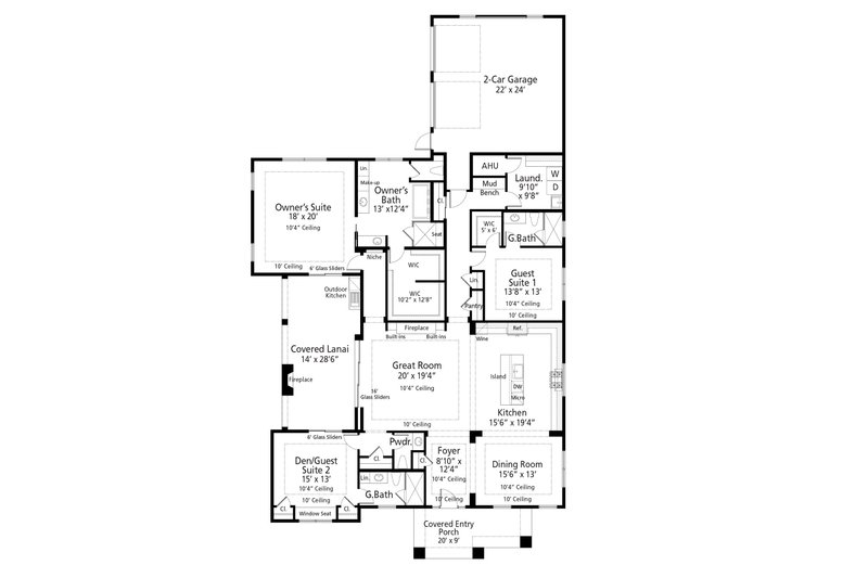 House Blueprint - Floor Plan - Main Floor for Craftsman House Plan #938-125 - 3 bed, 3.5 bath