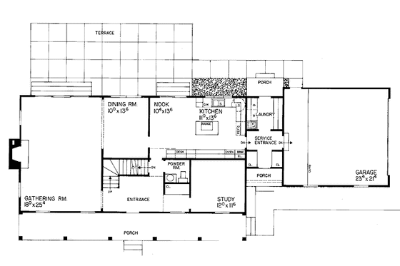Floor Plan - Main Floor for Colonial House Plan #72-678 - 3 bed, 2.5 bath