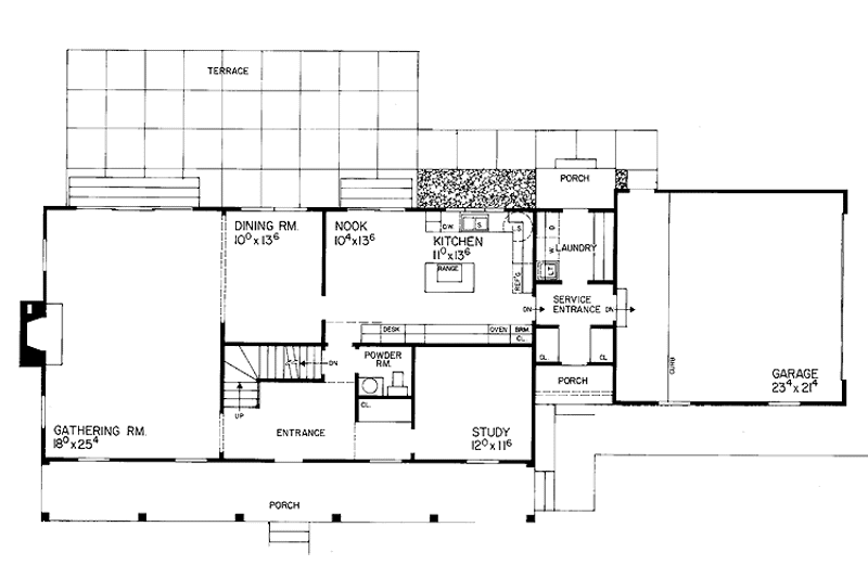 Home Plan - Floor Plan - Main Floor for Colonial House Plan #72-678 - 3 bed, 2.5 bath