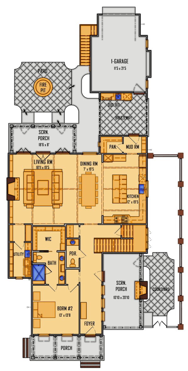 Beach Floor Plan - Main Floor Plan #1081-44