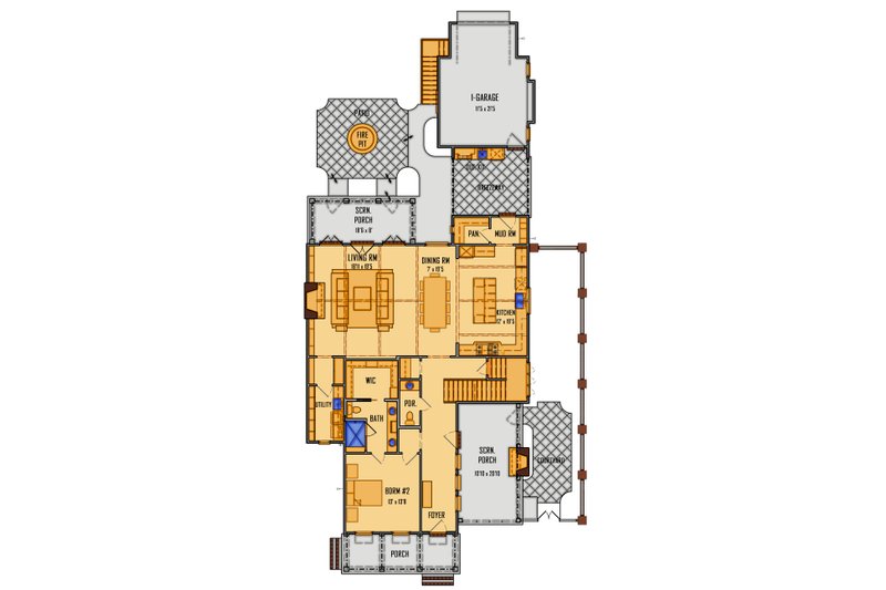 House Plan Design - Floor Plan - Main Floor for Beach House Plan #1081-44 - 3 bed, 3.5 bath