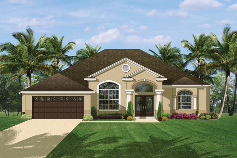Home Plan - Exterior - Front Elevation 3 for Mediterranean House Plan #1058-41 - 3 bed, 2 bath