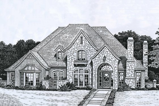 Exterior - Front Elevation for European House Plan #310-927 - 4 bed, 3.5 bath