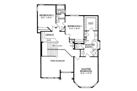 Floor Plan - Upper Floor for Contemporary House Plan #942-2 - 3 bed, 2.5 bath