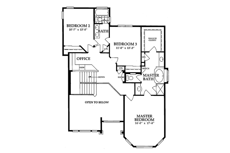 Home Plan - Floor Plan - Upper Floor for Contemporary House Plan #942-2 - 3 bed, 2.5 bath