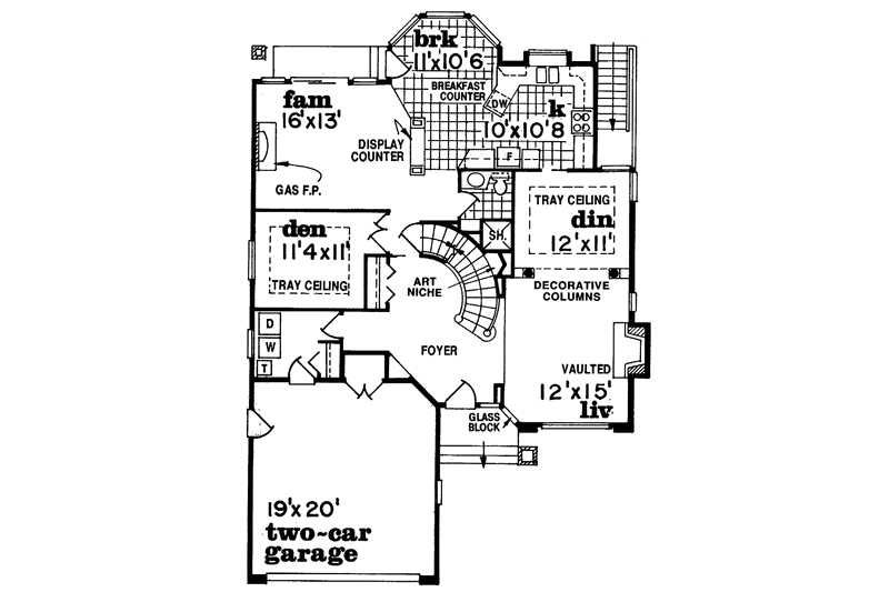 Architectural House Design - Floor Plan - Main Floor for Mediterranean House Plan #47-856 - 4 bed, 3 bath