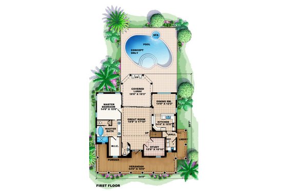 Floor Plan - Main Floor for Colonial House Plan #27-407 - 4 bed, 3.5 bath