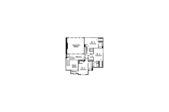 Floor Plan - Upper Floor for Tudor House Plan #57-575 - 4 bed, 4.5 bath