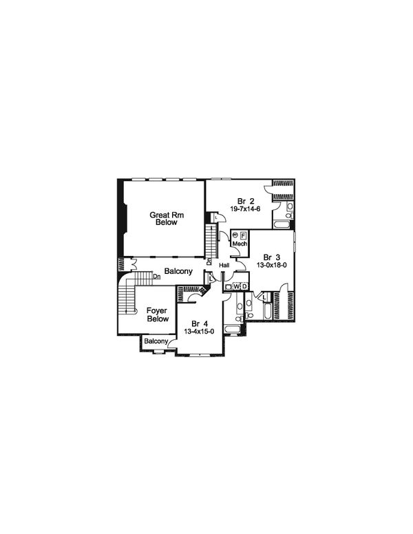 Home Plan - Tudor Floor Plan - Upper Floor Plan #57-575
